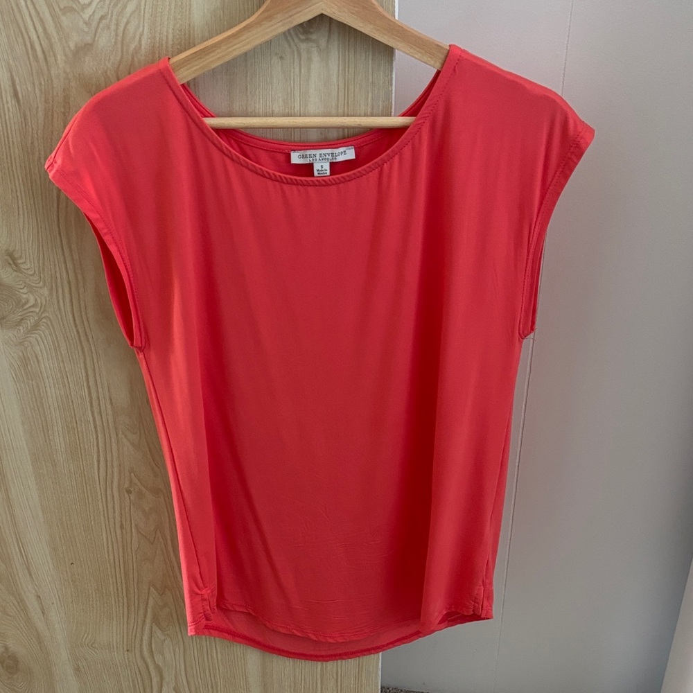 Green Envelope Vibrant Coral Blouse